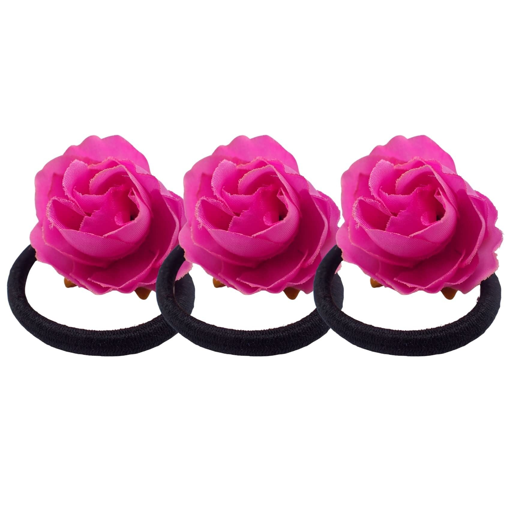 Floral Hair Ties Ponio Ponytail Band Hair Bobbles Rose Flower Hair Ties Hair Band Elastic Headband Hand Bands Paper colourful wrist bands Hair Accessories